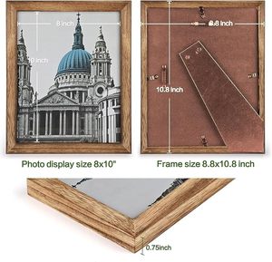 Cadre photo en bois massif fait main au design vintage moderne avec impression sérigraphique, cadre en bois unique et magnifique pour montage mural - Product Image 4