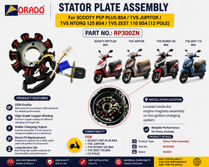 Conjunto de Placa de Bobina de Estator para TVS Scooty Pep Plus BS4 Jupiter Ntorq 125 Zest, Calidad de Exportación para Repuestos de Motocicletas en India - Product Image 3