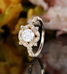 Round Cut Moissanite <b>Ring</b> 925 Sterling <b>Silver</b> Engagement <b>Ring</b> Classic <b>Solitaire</b> Dainty Minimalist Wedding Promise <b>Ring</b> - Product Image 2