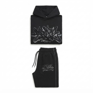 Custom Men's Oversized Drop Shoulder Hoodie Jogger Tracksuit Streetwear Custom Printing <b>Embroidery</b> Private Label Manufacturer - Product Image 4