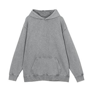 Pull à capuche surdimensionné lourd vintage pour homme, vêtement streetwear à carreaux personnalisable pour l'hiver - Product Image 1