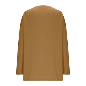 Camiseta Blusa de Poliéster para Mujer, Tallas Grandes, Casual, Tie Dye, Sólida, Manga Larga, Cuello Redondo, Antiarrugas, con Logotipo Bordado en 3D, Ajuste Holgado - Product Image 6