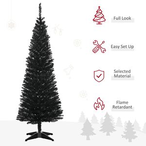 Sapin de Noël artificiel mince de 5 pieds avec 294 pointes de branches réalistes, sapin de Noël en forme de crayon avec support en plastique noir - Product Image 6