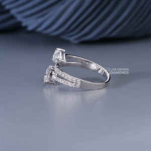 Bague en or blanc 14 carats avec moissanite taille coussin, poire et ronde pour femme, luxe, 1,88 carat de poids total, 3,23 grammes, bijoux de mariage - Product Image 4