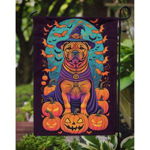 Bandera de jardín de Halloween de Shar Pei Witchy, buzón Multicolor, pancarta decorativa para Patio, ilustraciones, camas florales, letreros de césped - Product Image 3