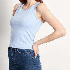 Top sin mangas con cuello redondo y encaje para mujer, estilo chaleco, ajustado y sexy, con botones, de seda/algodón - Product Image 3