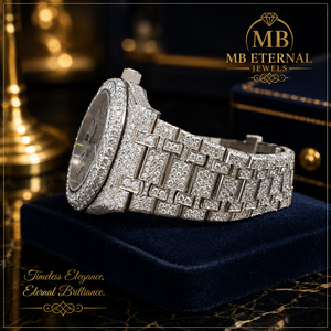 MB ETERNAL JEWELS นาฬิกาเพชรหรูหรา 41 มม. สแตนเลสสตีล อะนาล็อก ควอตซ์ CITIZEN กลไก นาฬิกาข้อมือผู้ชาย ตัวล็อคแบบหัวเข็มขัด แซฟไฟร์ - Product Image 2