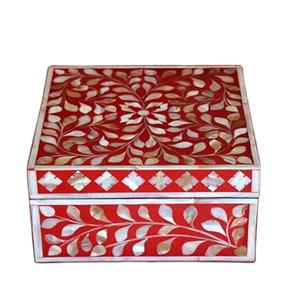 Caja de Joyería Moderna para Decoración del Hogar, con Incrustaciones de Nácar y Resina, Material de Madera, Caja para Anillos, Decoración para el Hogar - Product Image 1