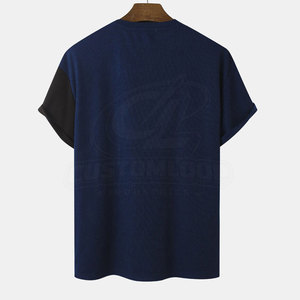 เสื้อยืดคอกลมแขนสั้นผู้ชาย Custom400 ลายทางสีตัดต่อ ผ้าฝ้ายถัก สวมใส่สบาย ระบายอากาศได้ดี มีโลโก้ด้านหน้า - Product Image 3