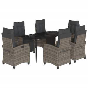 Juego de Comedor para Jardín con Mesa Negra, Sillas Grises y Cojines Gris Oscuro - Product Image 2