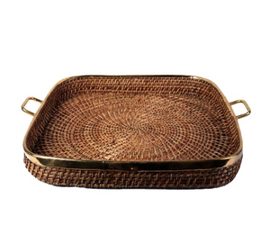 Sustainable Cane Woven Serving Storage <b>Tray</b> For Coffee Snacks <b>Breakfast</b> Decorative Chic Rattan Vanity <b>Tray</b> For Kitchen Tableware - Product Image 6