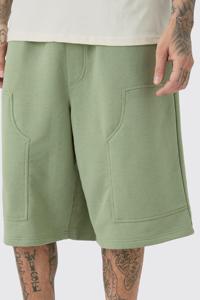 Pantalones Cortos Bermuda de Algodón Verde Sólido para Hombre, Transpirables, Tejidos, con Bolsillos, Logotipo Frontal, Cierre con Cordón, Estilo Casual - Product Image 3