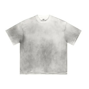 T-shirt à manches courtes pour homme, rouge tie-dye, coupe classique, col rond, décontracté, en coton tricoté - Product Image 3