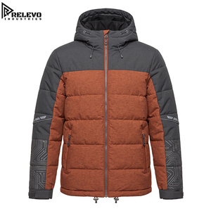 Custom <b>Waterproof</b> Insulated Puffer Jacket, Men Heavy Duty <b>Winter</b> <b>Coat</b> in Rust and Charcoal with Pockets - Product Image 1