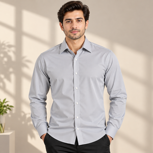 Classic Men 100% Polyester Plain Full Sleeve <b>Shirt</b> <b>Formal</b> Casual Button Front Wrinkle Resistant Quick Dry Wholesale Supplier OEM - Product Image 4
