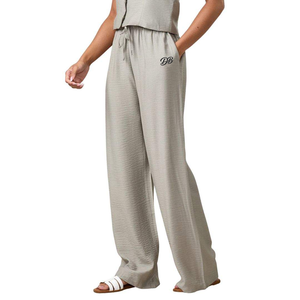 Pantalones informales de pierna ancha para mujer, suaves y ligeros, con cordón, cintura alta, corte holgado, pantalones rectos, cómodos para el uso diario - Product Image 1