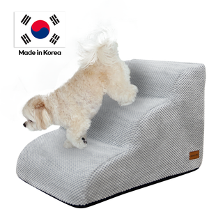 Escaleras para Mascotas [AllmioPet] para el Cuidado de las Articulaciones, 3 Peldaños, Gris AMP 3 GR, Escalones Interiores de Tela para Perros, Gatos y Mascotas Pequeñas, Accesorios de Lujo para Mascotas - Product Image 1