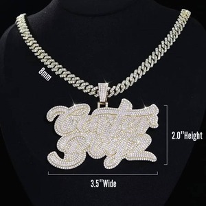 New <b>Iced</b> <b>Out</b> Bling Letters VVS Moissanite Diamond Pendant Necklaces Silver Plated <b>Chain</b> Men's Hip Hop Jewelry - Product Image 4