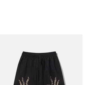Men's Gothic Skeleton Hand Print Bermuda Shorts Elastic Waist Plus Size Cotton Casual Wear - Product Image 4