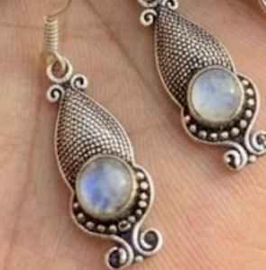 Pendientes Vintage de Plata Alemana de Alta Calidad para Mujer, con Piedra Lunar, Estilo Europeo, Accesorios de Joyería, Fuego Azul, ¡Venta Caliente! - Product Image 1