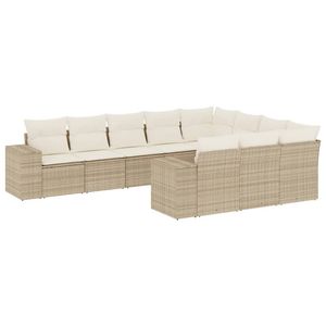 Conjunto de Sofás de Ratán Sintético Beige para Exteriores con Acero con Recubrimiento en Polvo y 100% Poliéster para Muebles de Patio - Product Image 2