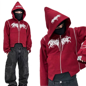 Conjunto de Sudadera con Capucha y Cremallera Extra Grande para Hombre, 100% Algodón, Personalizado OEM |   Ropa Urbana Estampada de Otoño con Etiqueta Privada - Product Image 4