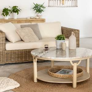 Table basse ronde Vandana Aston Mira en bois de manguier et marbre - Product Image 2