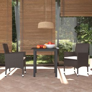 Set da Pranzo in Rattan con Cuscini Marrone, 2 Posti, Arredamento da Giardino Esterno Stile Contemporaneo - Product Image 1