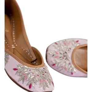 Custom Sizes Colors Handmade Elegant Summer Floral Stones Light Breathable Punjabi Indian Pakistani Khussa <b>Shoes</b> Women Flat - Product Image 5