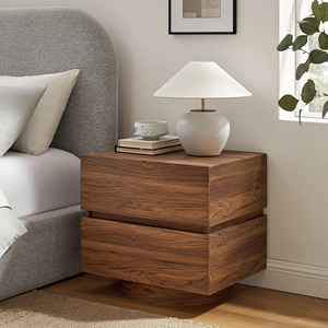 Table de chevet moderne de style mid-century en bois de luxe avec 2 tiroirs, meuble de chambre minimaliste, table d'appoint de rangement pour utilisation au chevet - KALA CONCEPT - Product Image 1