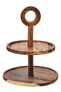 Top Quality 2 Tier Wood Cupcake Stand Wood Cake Stand Holder Round Tiered <b>Display</b> Stand Detachable Cupcake Serving Tray - Product Image 4