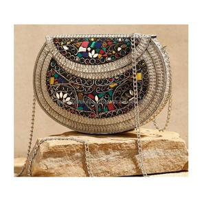 Mosaic Indian Style Bohemian Messenger Bags Luxury Evening Metal <b>Clutch</b> Bag <b>Women</b> Boho Wedding Handmade Purse Handbags Wholesale - Product Image 4