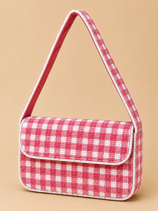 Handmade Modern Checkered Glass Beaded Lightweight Durable Clutch for Plaid Womens Fashion Handbag Custom OEM ODM - Product Image 1