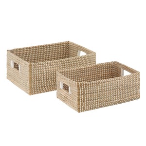 Set of 2 Custom <b>Woven</b> Seagrass <b>Baskets</b> Handmade Storage <b>Basket</b> Wholesale eco-friendly Made in Vietnam - Product Image 2