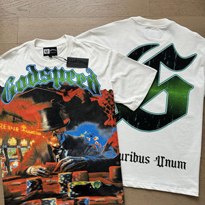 Camiseta de Hombre 100% Algodón, Estilo Hip Hop, Talla Grande, 250-300g, Diseño Sólido con Serigrafía, para Todas las Temporadas - Product Image 4