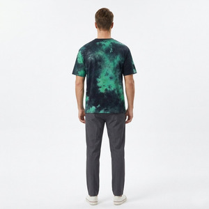 Men's Tie-<b>Dye</b> Short Sleeve T-Shirt O-Neck Regular Fit Knitted Casual Green <b>Black</b> Patterned Top - Product Image 4
