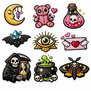 Custom Embroidered Patch Set Iron On Sew On Spooky <b>Gothic</b> Aesthetic Mixed Applique Badges for <b>Jackets</b> Bags Hats Jeans - Product Image 5