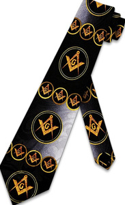 Corbata Masónica Best Seller 2026 Master Mason Blue Lodge Negra y Azul con Diseño de Puntos Cuadrados y Compás, Servicio OEM - Product Image 5
