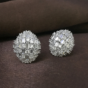 5.50 Cttw White CZ Diamond Stud <b>Earrings</b> 925 Sterling Silver, Round & Baguette Cut Cubic Zirconia <b>Earrings</b> for Women, Push <b>Back</b> - Product Image 5