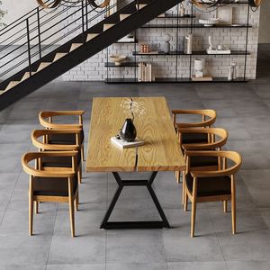 70.9 \ "tavolo da pranzo in legno moderno industriale può ospitare 6-8 persone tavoli da pranzo eleganti e funzionali - Product Image 4
