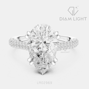 Bague en diamant de laboratoire taille poire 3,25 carats certifiée IGI, or blanc 14 carats, couleur F+, clarté VS+, pour fiançailles, anniversaire, ou cadeau - Product Image 1