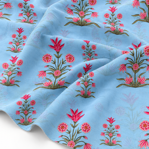 Tissu en coton Flex léger et écologique, imprimé peigné, couleur terre cuite vieillie, couleur avoine, style Caravan Boho, modèle Palmette Signature sur mesure - Product Image 3