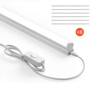 Lampada LED per Negozio, Confezione da 6, 4FT T5 Integrata, 2200lm 6500K, Collegabile, Tubo LED 18W con Interruttore ON/OFF, Corpo in PC - Product Image 1