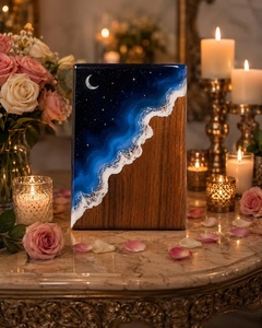 Custom Rosewood Urn Ocean Wave Resin Inlay handmade urn <b>box</b> Handmade Rosewood Urn <b>Box</b> with Ocean Wave Resin <b>Memorial</b> Design - Product Image 4
