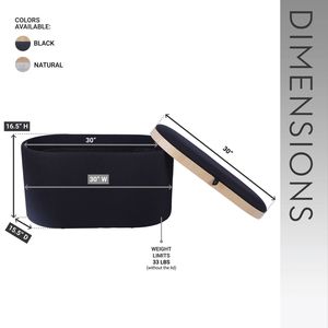 Reversible Wooden Tray Top <b>Storage</b> Ottoman Black <b>Stool</b> with Versatile Functionality - Product Image 4