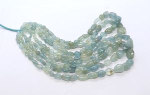 Perles de pierres précieuses en aigue-marine naturelle, forme pépites lisses, perles d'aigue-marine naturelle en pépites simples, 17 pouces, forme roulée - Product Image 2