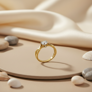 Anillo de Compromiso de Oro de 10k con Diseño Personalizado Hecho a Mano, Anillo Solitario con Diamante Cultivado en Laboratorio VVS1, Fabricante - Product Image 4
