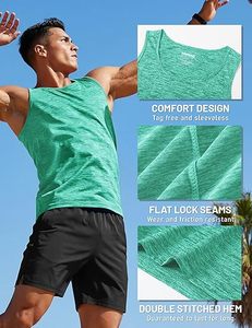 Débardeur sans manches pour homme, bleu clair imprimé, col rond, 100 % polyester, respirant, sportif, tissé, séchage rapide, vêtement décontracté - Product Image 6