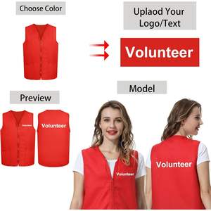 Chaleco de ropa de trabajo con cremallera de poliéster para actividades de supermercado personalizado 2025 para adultos voluntarios - Product Image 2