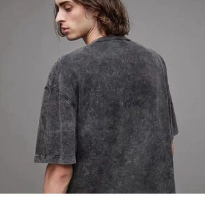 <b>Men's</b> Oversized Solid Color Short Sleeve T-<b>Shirt</b> 100% Cotton Jersey O-Neck Casual Fit Regular Length Printed Vintage Style - Product Image 4